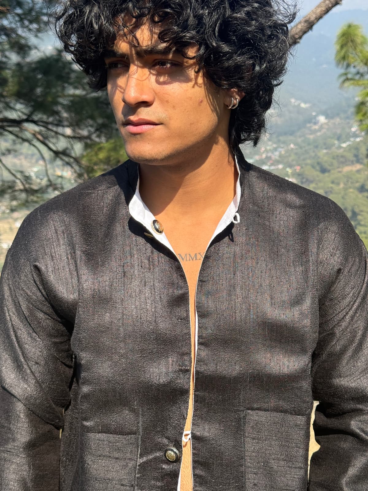 Black Bhagalpur Raw Silk 