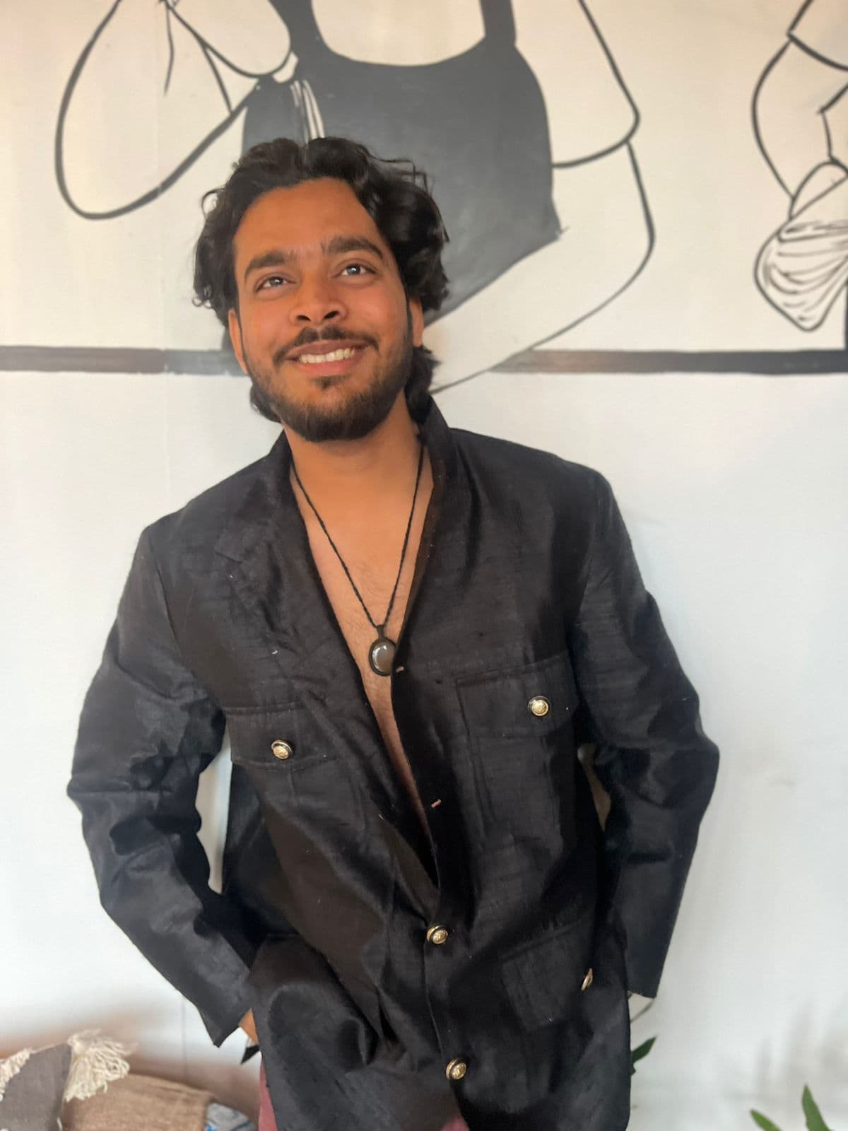 Royal Black Silk Jacket